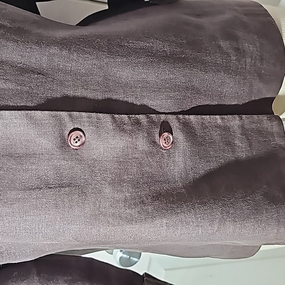 Franco Callegari 100% brown linen button-down blouse 3/4 sleeves size 42 (XL) - Picture 3 of 9